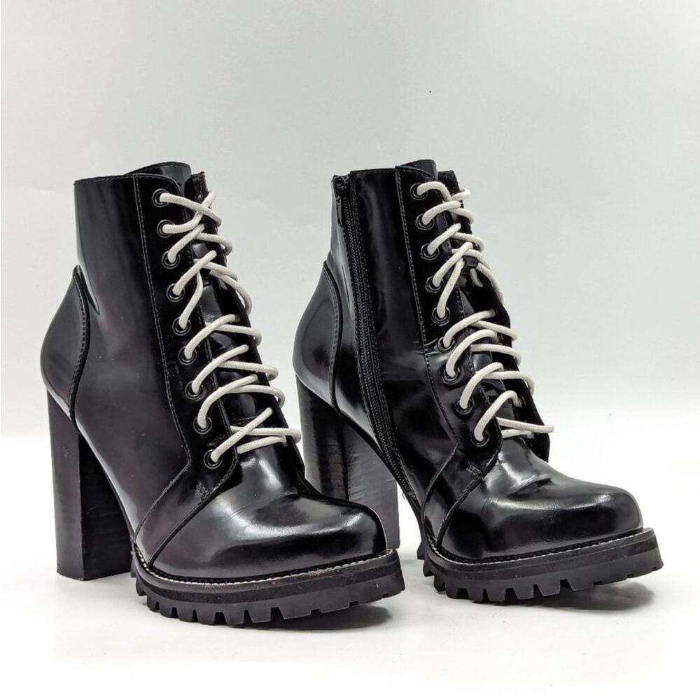 Jeffrey Campbell Legion Black Box Black and White Heeled Boots